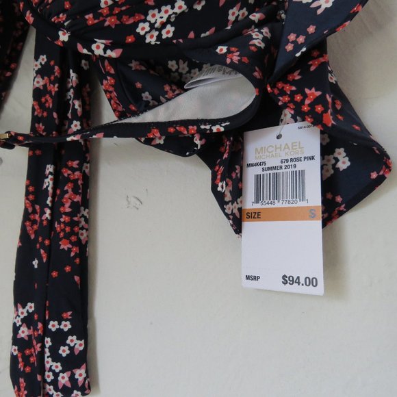 Michael Kors Floral Print Cap Sleeve Underwire Bikini Top - Picture 4 of 6